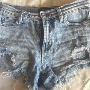 Kendall & Kylie Light Blue Frayed Jean Shorts
